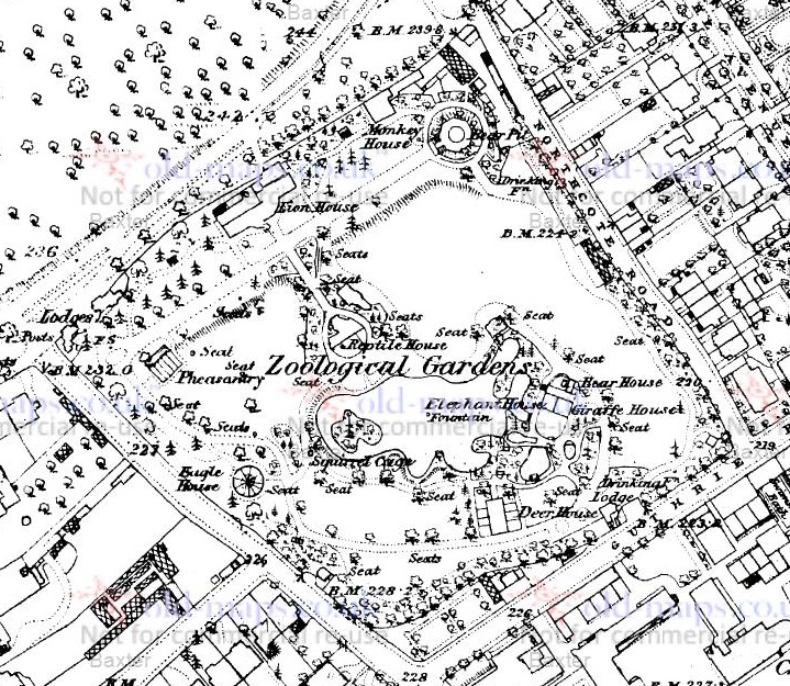 Bristol - Clifton Zoological Gardens : Map credit Old-Maps.co.uk historic maps